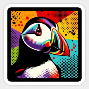 Vivid Puffin Pop Art Tee - Seabird Style Statement Sticker